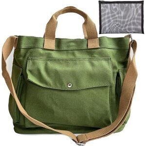 2999 Large Canvas Crossbody Tote Bag with Pockets Canvas Messenger Bag
